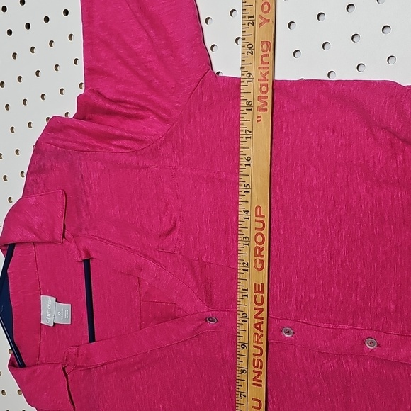 Chicos 100% Linen Button Down Top Chicos Sz 0 (sz 4) Bright Pink - Picture 10 of 13